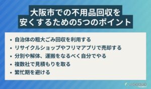 大阪市での不用品回収を安くするための5つのポイント